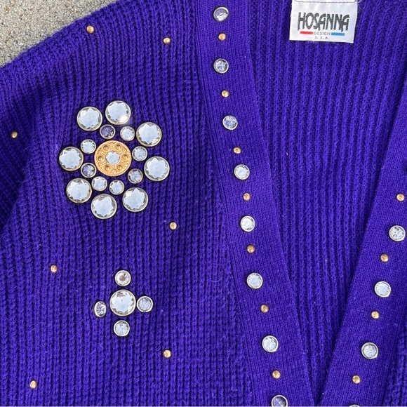 Hosanna Cardigan Jeweled Purple Cardigan Sweater - Picture 3 of 7